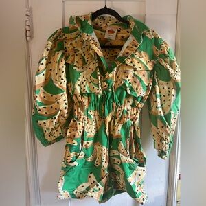 FARM Rio Utility Green Banana Romper Linen XS